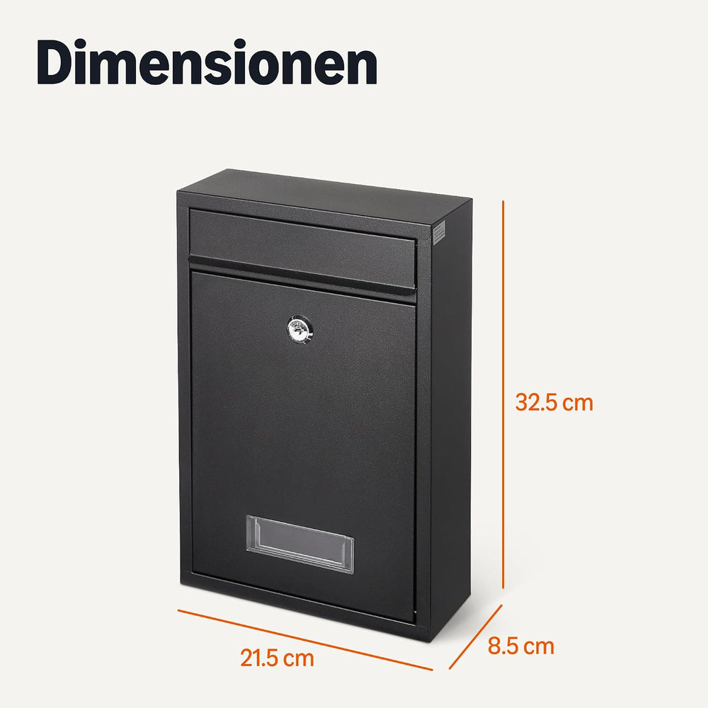 Wandbriefkasten Schwarz klein – Ansicht 5 von 5