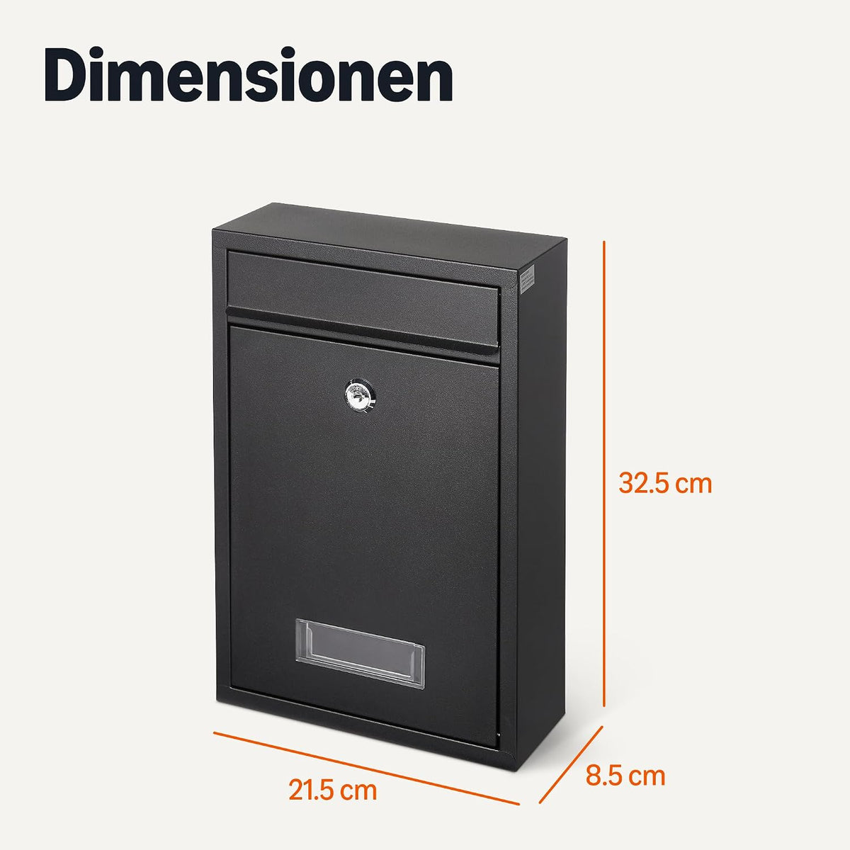 Wandbriefkasten Schwarz klein – Ansicht 5 von 5