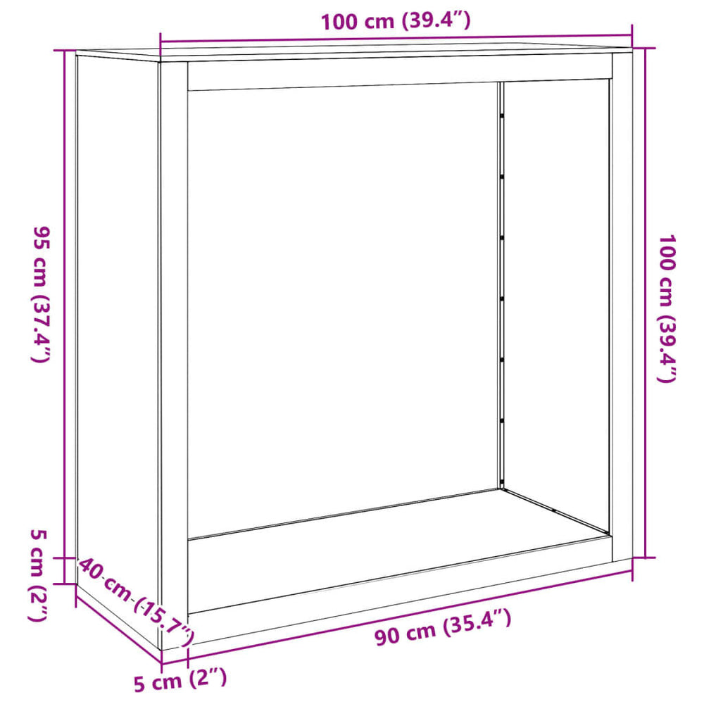 Brennholzregal Edelstahl 100 × 40 × 100 cm, Ansicht 10