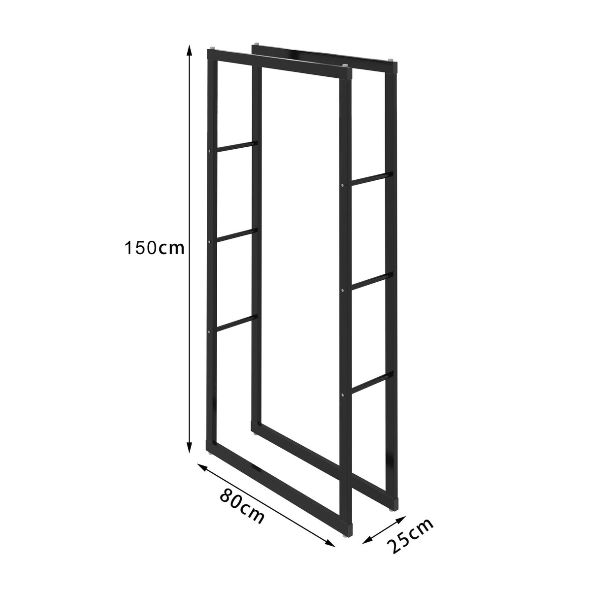 Kaminholzregal innen Metall Schwarz hoch – Ansicht 5 von 6