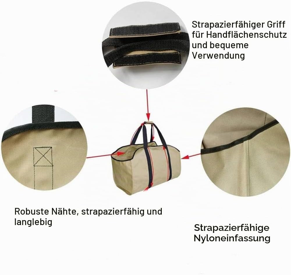 Kaminholztasche groß Khaki – Ansicht 3 von 8