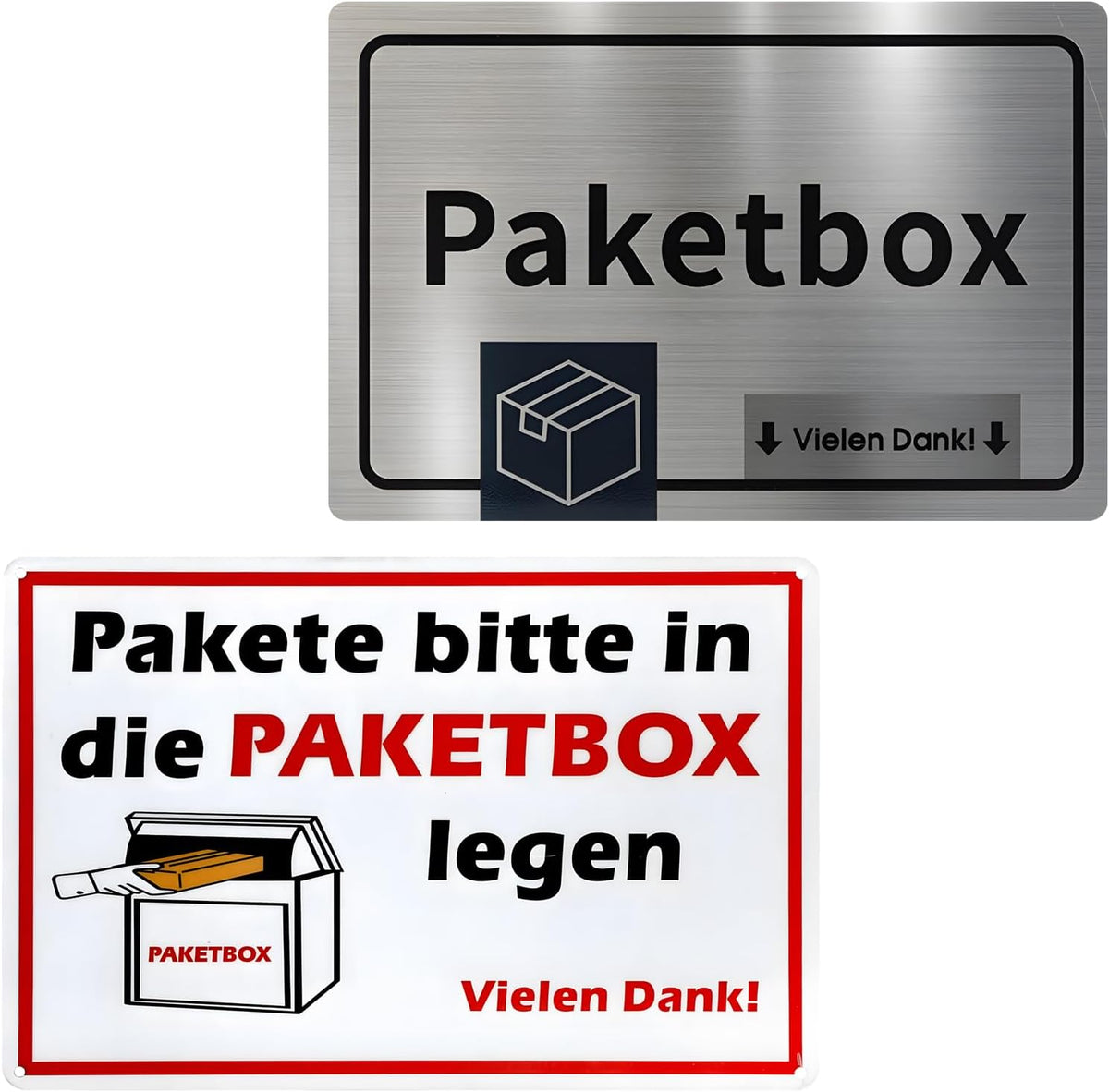Paketbox-Schild Aluminium 2er-Set – Ansicht 1 von 7