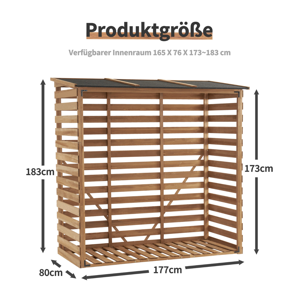 Kaminholzregal Holz XXL 90 × 185 × 186 cm, Ansicht 5