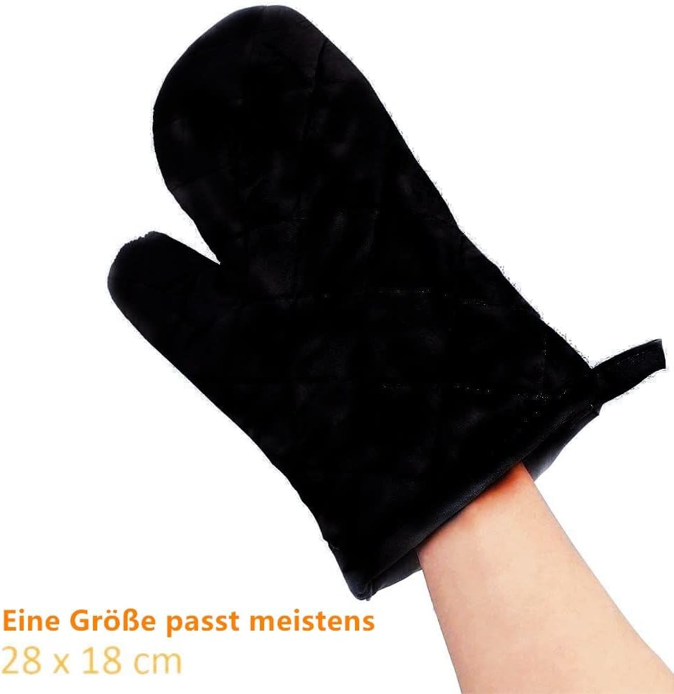 Ofenhandschuhe hitzebeständig lang Schwarz – Ansicht 6 von 7
