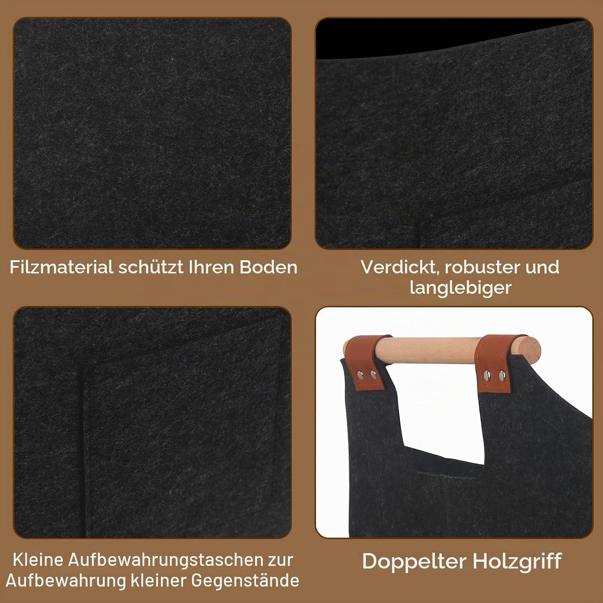 Kaminholztasche Filz 96 Liter – Ansicht 4 von 7