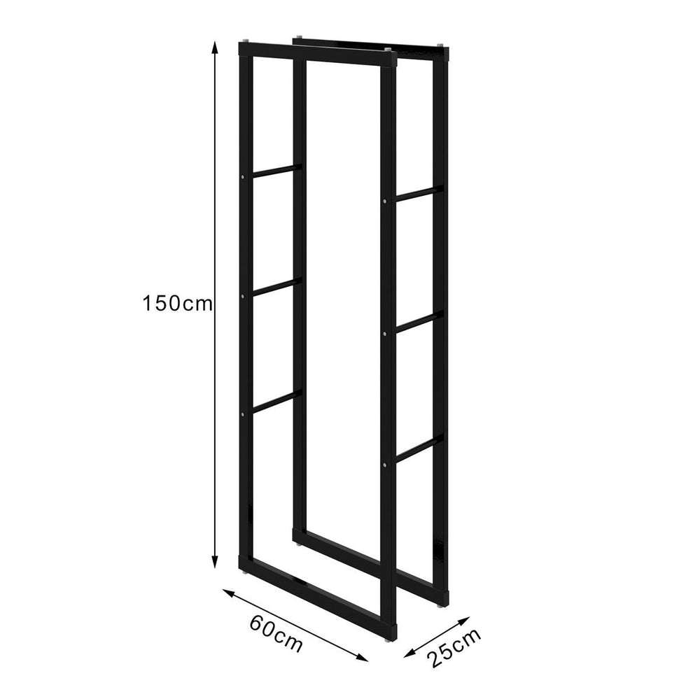 Kaminholzregal Metall Schwarz 60 × 25 × 150 cm, Ansicht 5