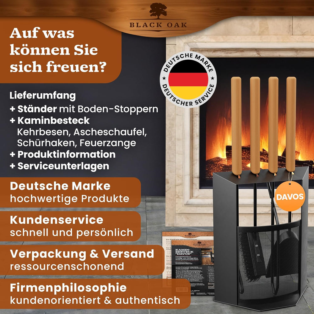 Kaminbesteck 5-teilig Schwarz modern – Ansicht 7 von 7