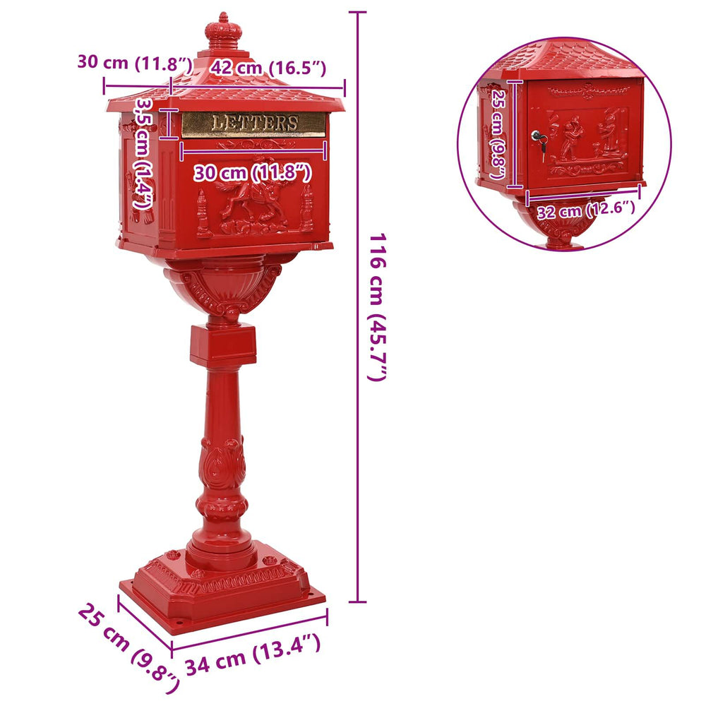 Standbriefkasten Vintage Rot – Ansicht 9 von 9
