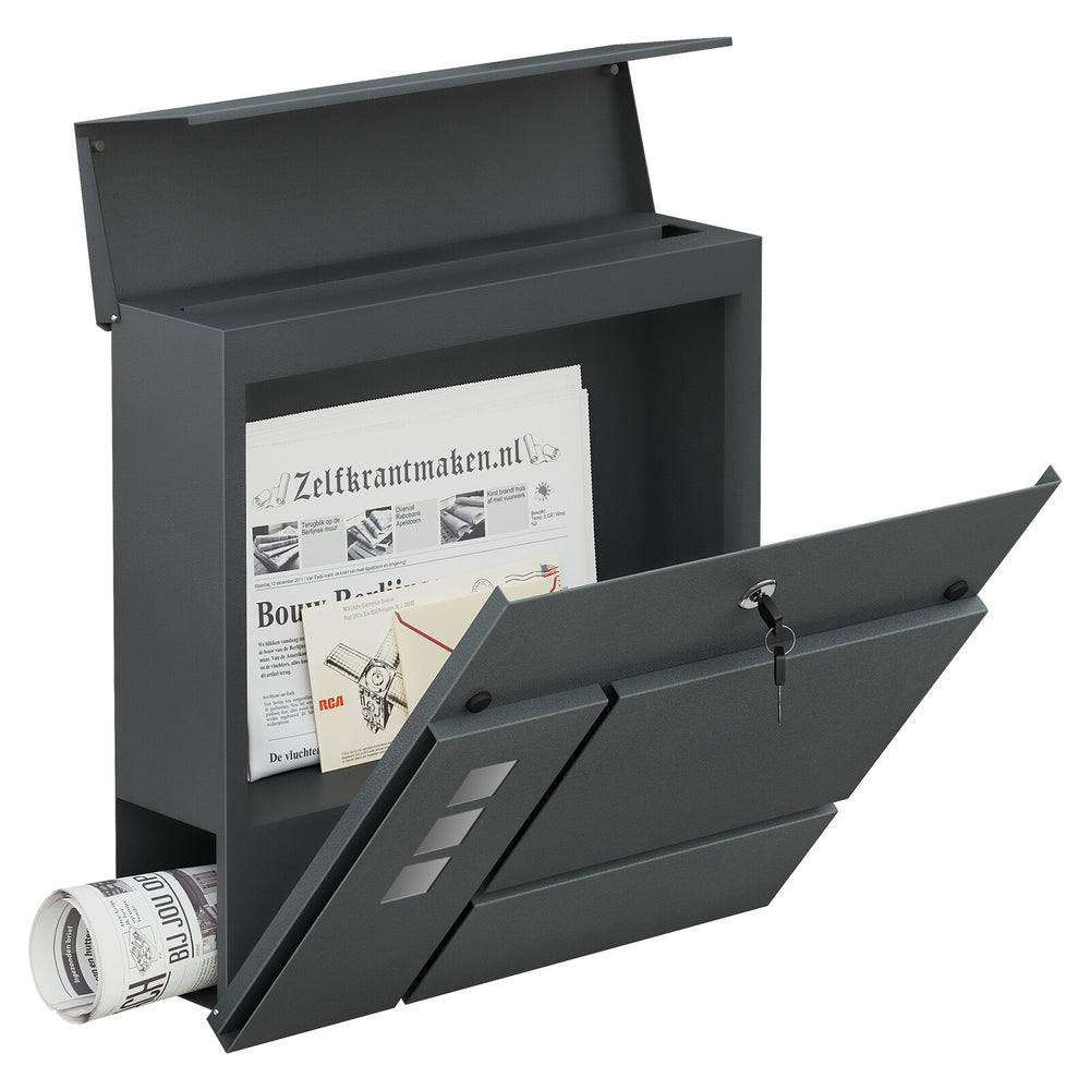 Wandbriefkasten Anthrazit mit Zeitungsfach – Ansicht 10 von 12