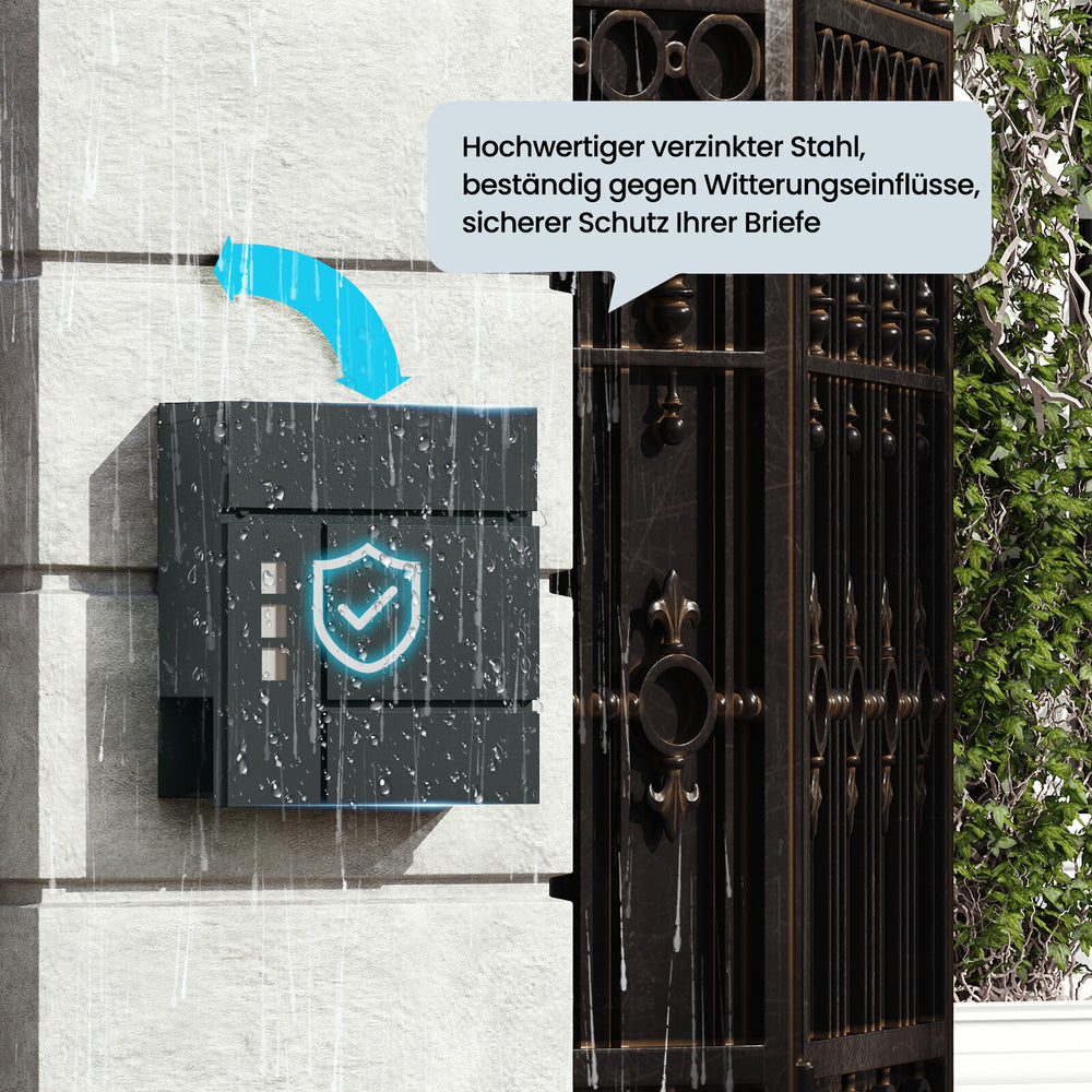 Wandbriefkasten Anthrazit mit Zeitungsfach – Ansicht 6 von 12